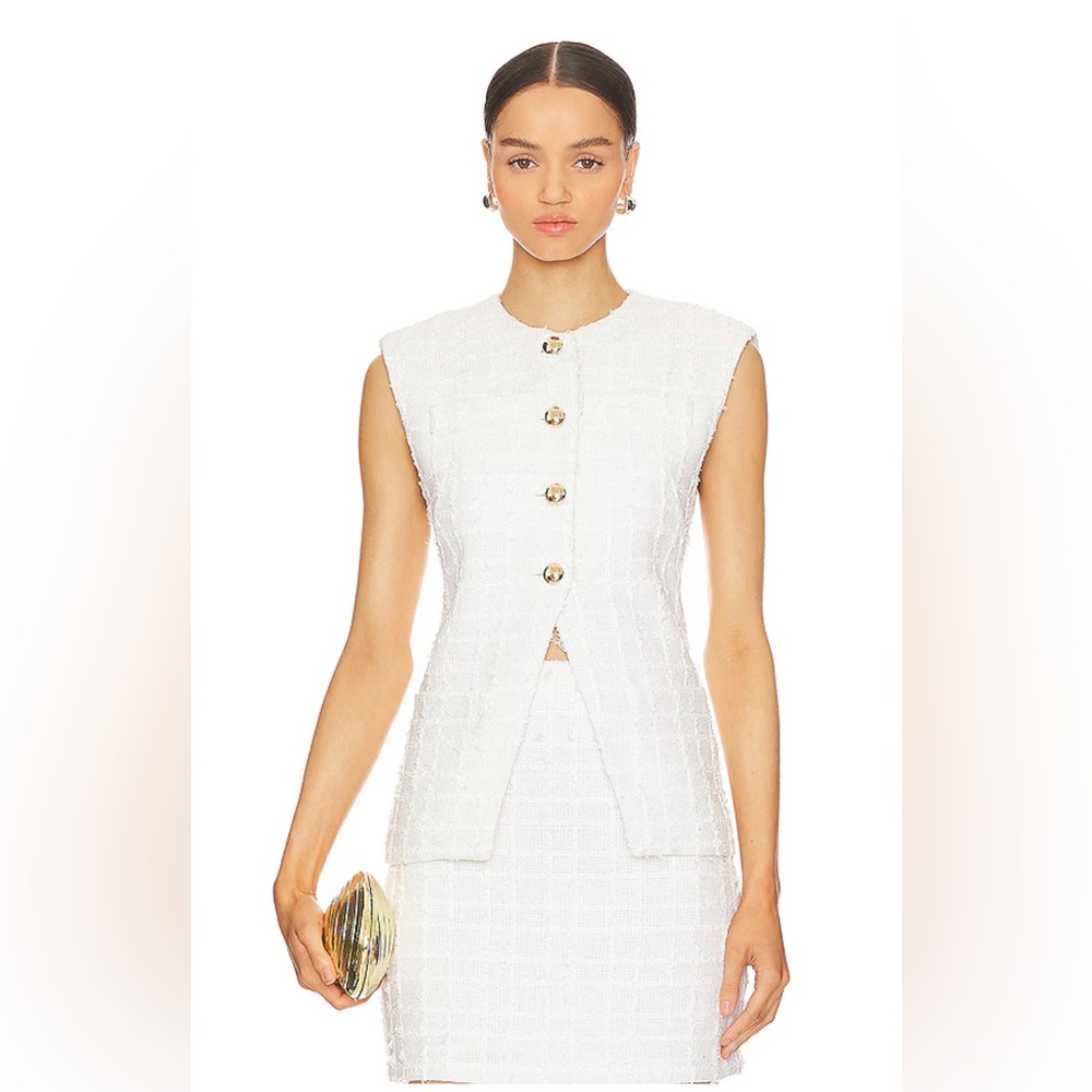 Amanda Uprichard White Tweed Sleeveless Skirt Set